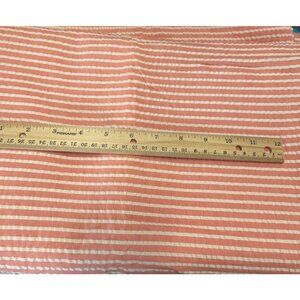 Striped Peach Coral Cream seer sucker Cotton Fabric 80" x 136" Quilting Sewing